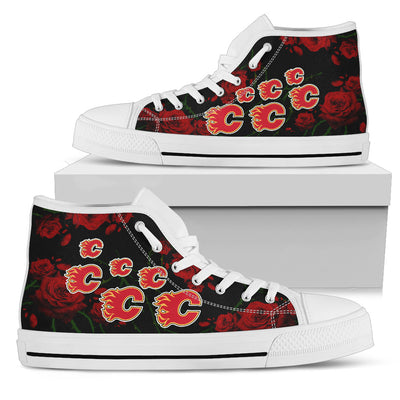 Lovely Rose Thorn Incredible Calgary Flames High Top Shoes