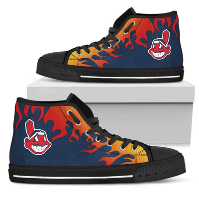 Fire Burning Fierce Strong Logo Cleveland Indians High Top Shoes