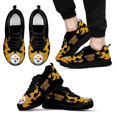 Tribal Flames Pattern Pittsburgh Steelers Sneakers