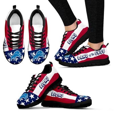 Proud Of American Flag Three Line Detroit Lions Sneakers