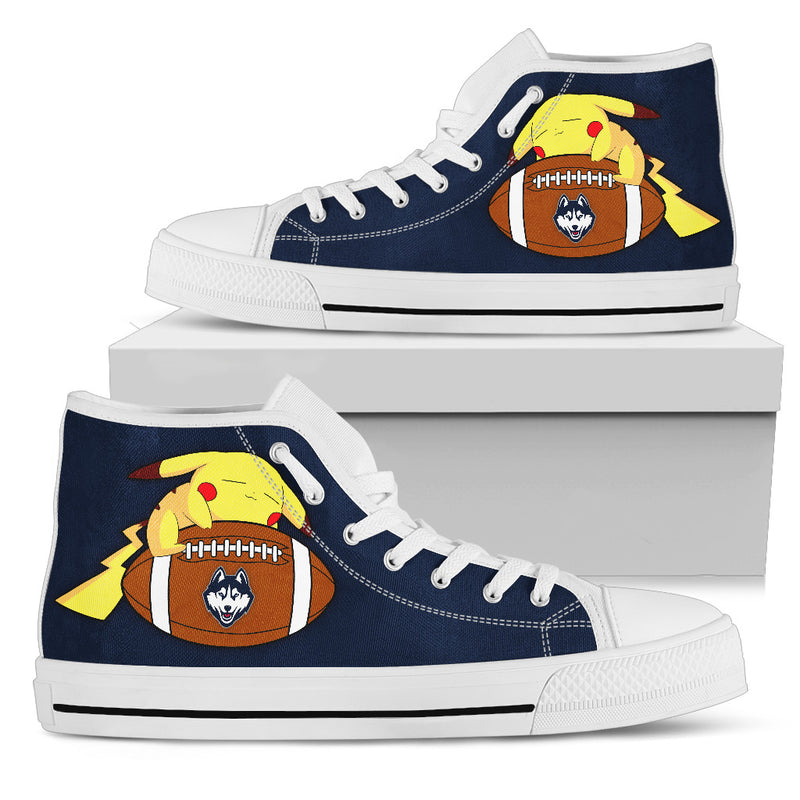 Pikachu Laying On Ball Connecticut Huskies High Top Shoes