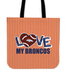 Love My Denver Broncos Vertical Stripes Pattern Tote Bags