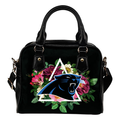 Cool Carolina Panthers Shoulder Handbags Floral Rose Valentine Logo