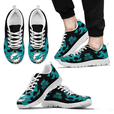 Tribal Flames Pattern Miami Dolphins Sneakers