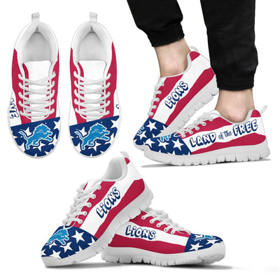 Proud Of American Flag Three Line Detroit Lions Sneakers