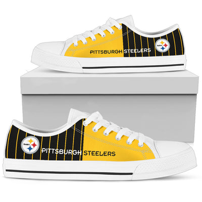 Cool Simple Design Vertical Stripes Pittsburgh Steelers Low Top Shoes