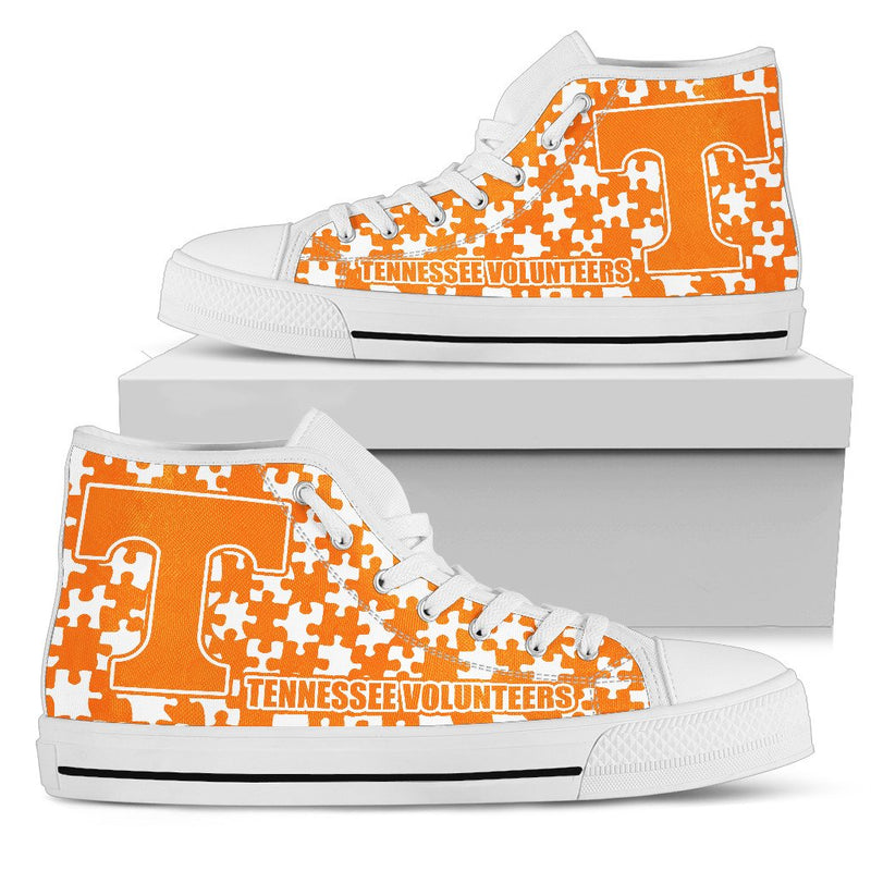 Puzzle Logo With Tennessee Volunteers High Top Shoes