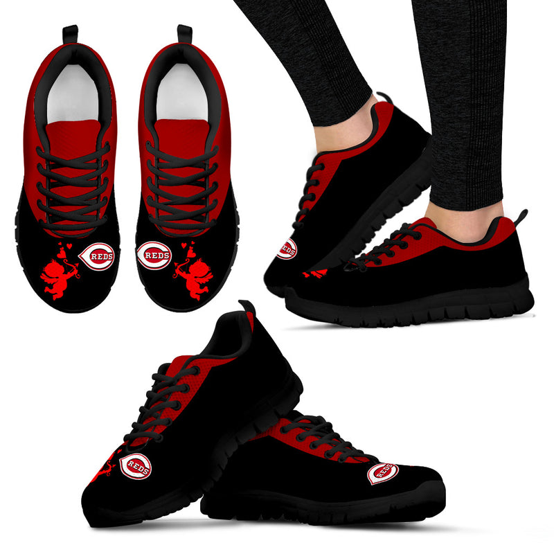 Cute Cupid Angel Background Cincinnati Reds Sneakers