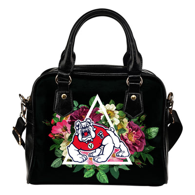Floral Rose Valentine Logo Fresno State Bulldogs Shoulder Handbags