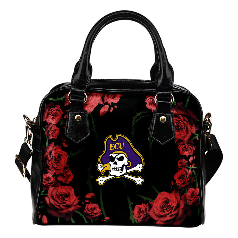 Valentine Rose With Thorns East Carolina Pirates Shoulder Handbags