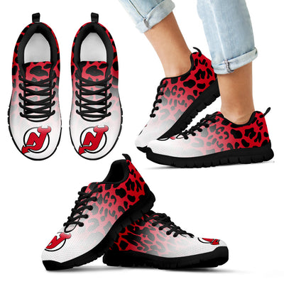 Custom Printed New Jersey Devils Sneakers Leopard Pattern Awesome