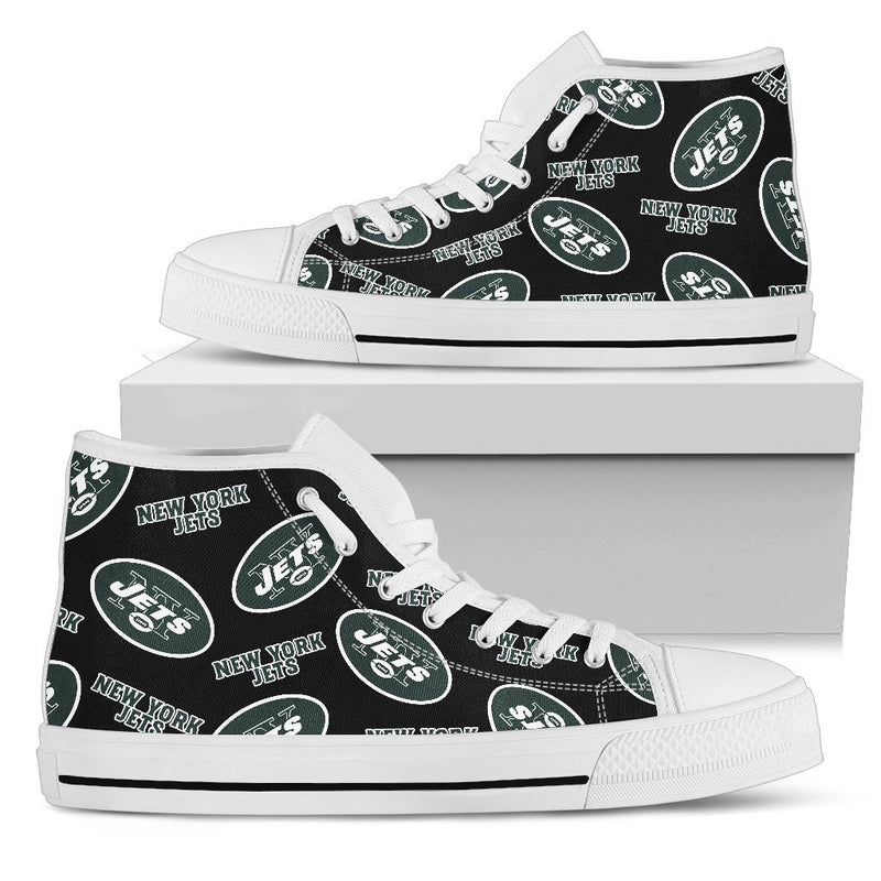 Script Logo Pattern New York Jets High Top Shoes