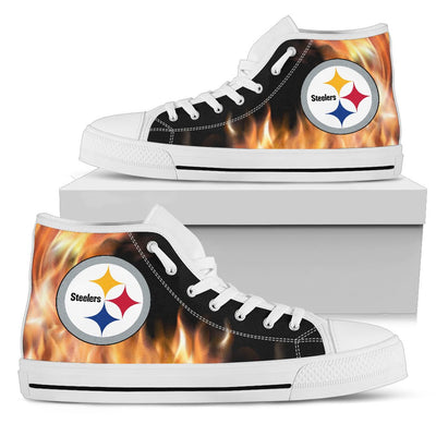 Fighting Like Fire Pittsburgh Steelers High Top Shoes