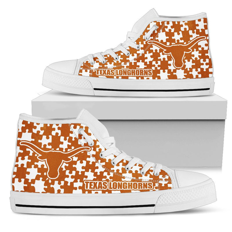 Puzzle Logo With Texas Longhorns High Top Shoes