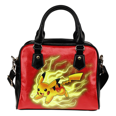 Pikachu Angry Moment SMU Mustangs Shoulder Handbags