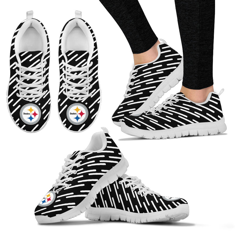 Marvelous Striped Stunning Logo Pittsburgh Steelers Sneakers