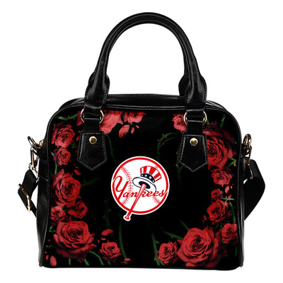 Valentine Rose With Thorns New York Yankees Shoulder Handbags