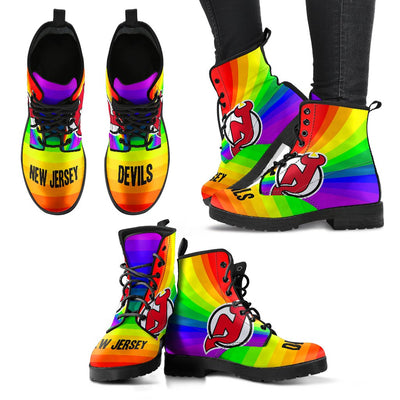 Colorful Rainbow New Jersey Devils Boots