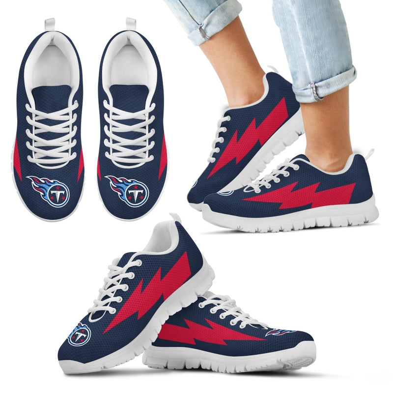 Interesting Tennessee Titans Sneakers Thunder Lightning Amazing Logo