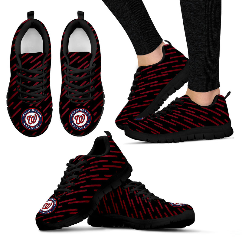 Marvelous Striped Stunning Logo Washington Nationals Sneakers
