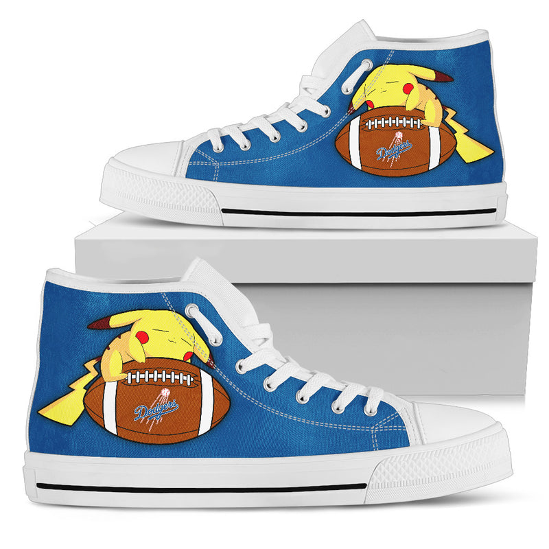 Pikachu Laying On Ball Los Angeles Dodgers High Top Shoes
