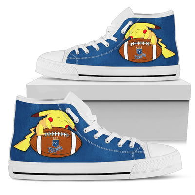 Pikachu Laying On Ball Kansas City Royals High Top Shoes