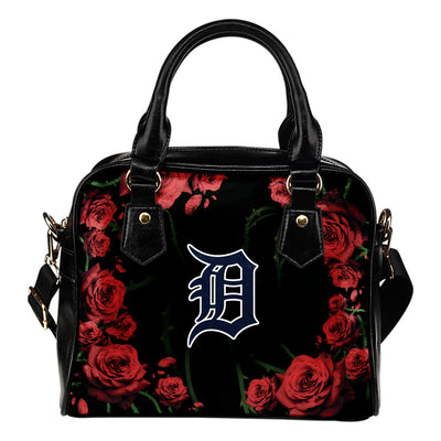 BlackValentine Rose With Thorns Detroit Tigers Shoulder Handbags