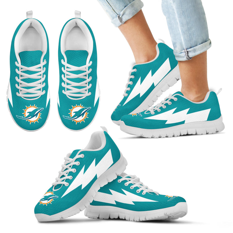 Interesting Miami Dolphins Sneakers Thunder Lightning Amazing Logo