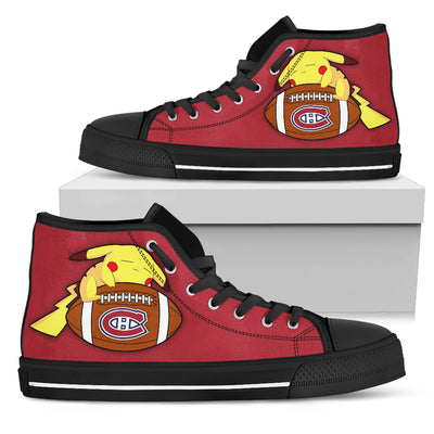 Pikachu Laying On Ball Montreal Canadiens High Top Shoes