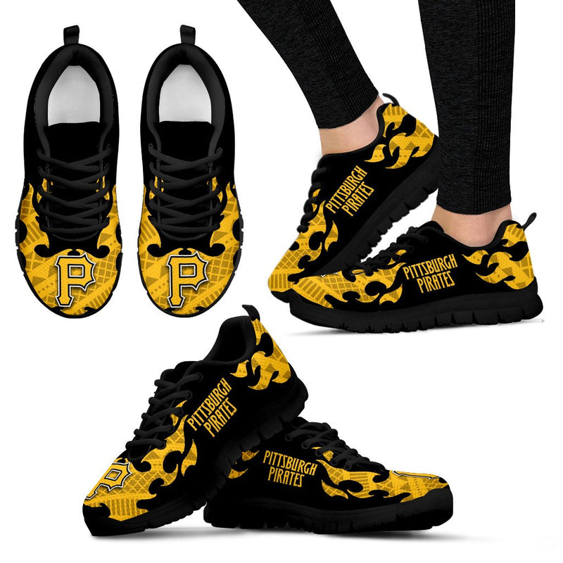 Tribal Flames Pattern Pittsburgh Pirates Sneakers