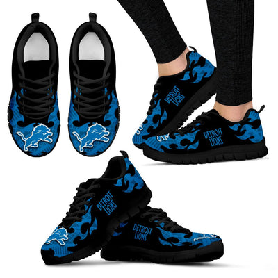 Tribal Flames Pattern Detroit Lions Sneakers