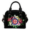 Beautiful Chicago Cubs Shoulder Handbags Floral Rose Valentine Logo