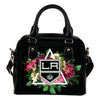 Floral Rose Valentine Logo Los Angeles Kings Shoulder Handbags