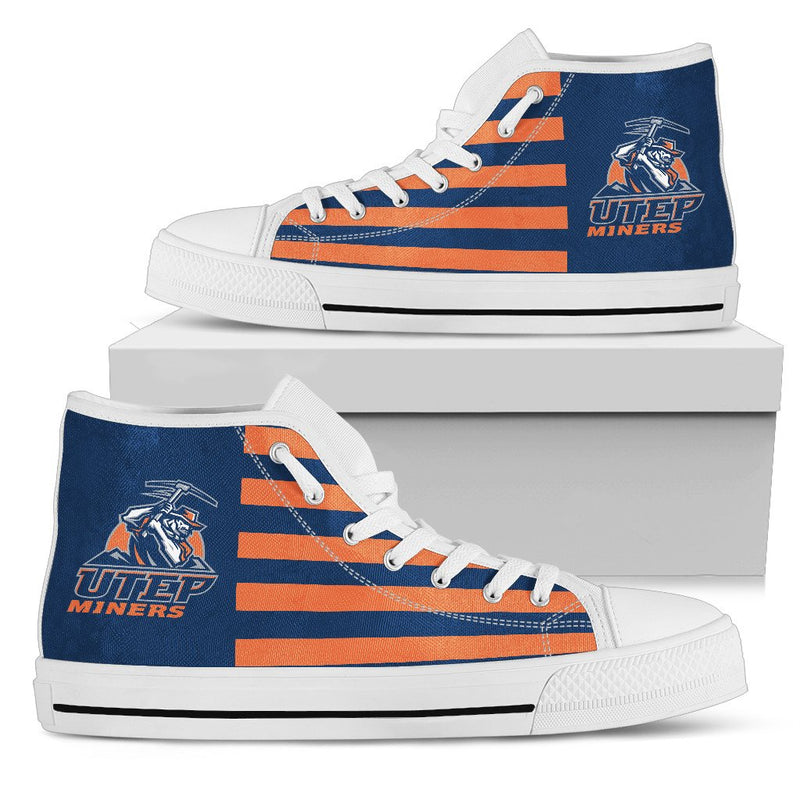 American Flag UTEP Miners High Top Shoes