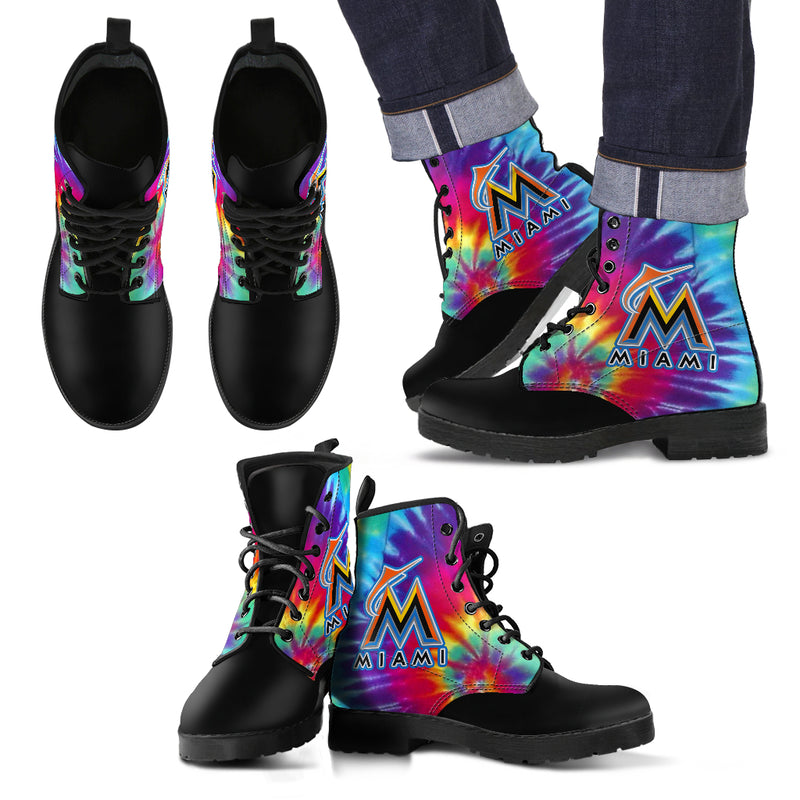 Tie Dying Awesome Background Rainbow Miami Marlins Boots