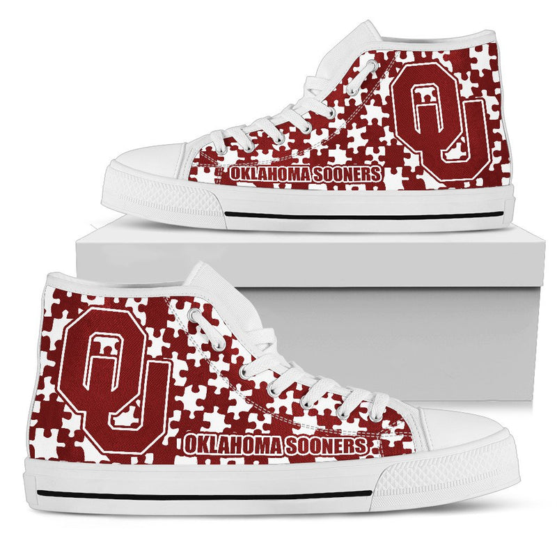 Puzzle Logo With Oklahoma Sooners High Top Shoes