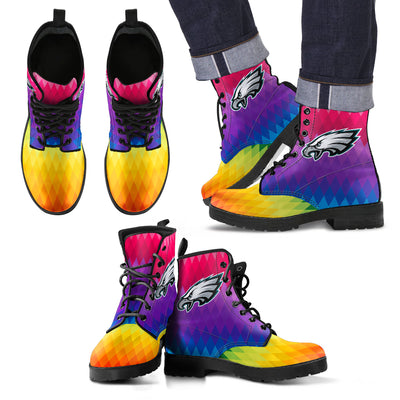 Multicolor Zig Zag Lovely Background Nice Logo Philadelphia Eagles Boots