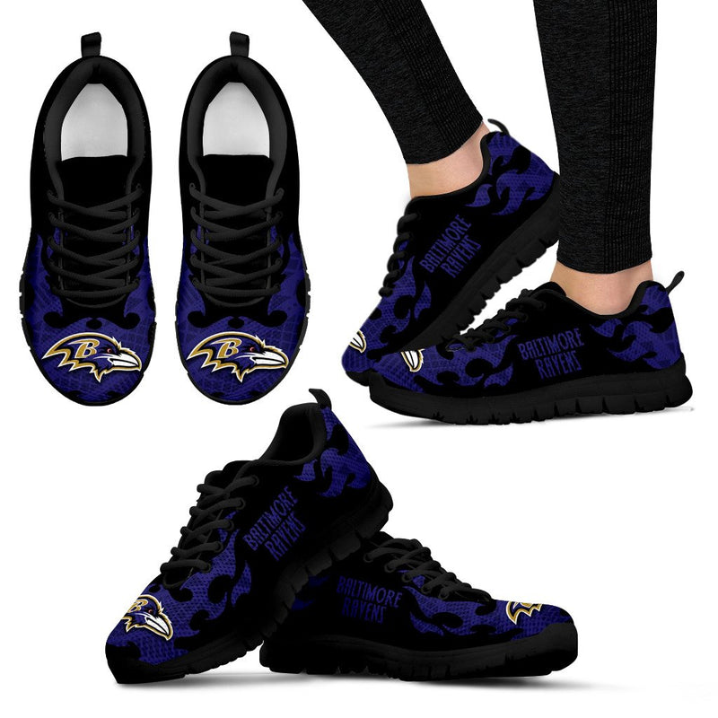Tribal Flames Pattern Baltimore Ravens Sneakers