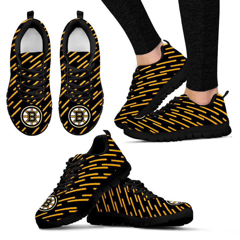 Marvelous Striped Stunning Logo Boston Bruins Sneakers