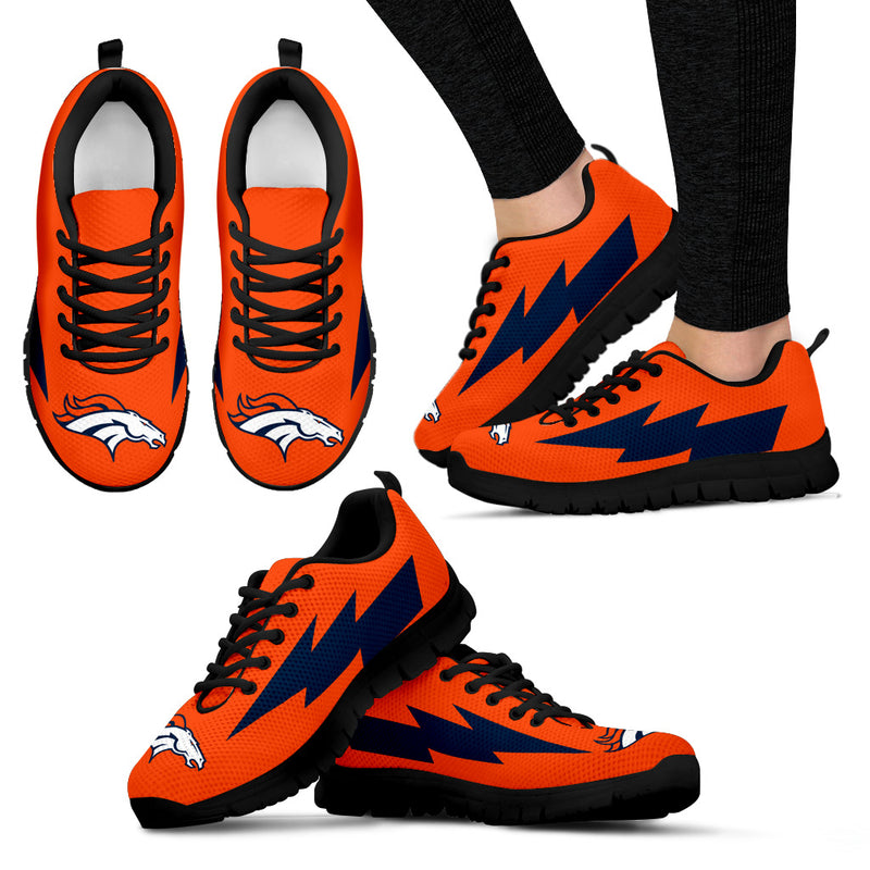 Perfect Denver Broncos Sneakers Thunder Lightning Amazing Logo