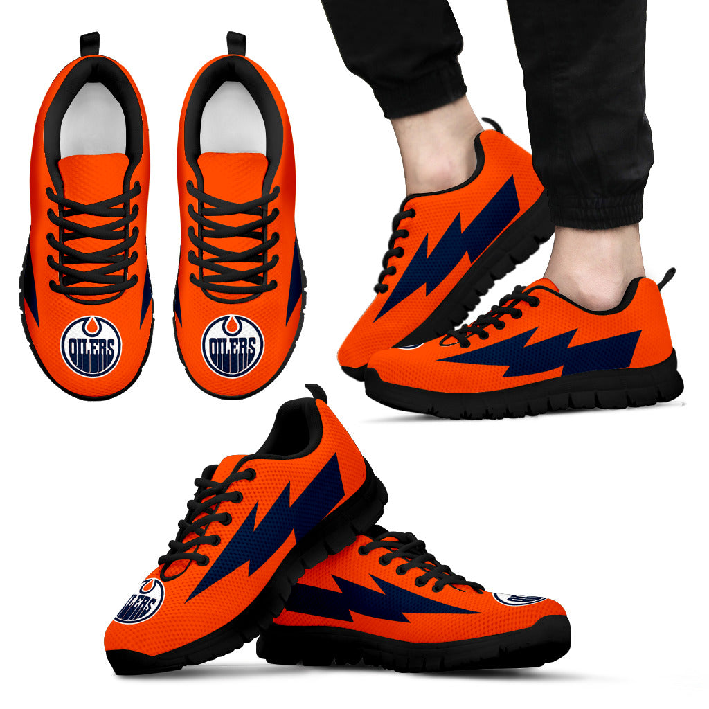 Perfect Style Edmonton Oilers Sneakers Thunder Lightning Amazing Logo