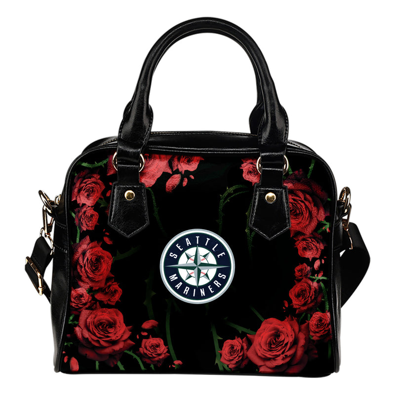 Valentine Rose With Thorns Seattle Mariners Shoulder Handbags
