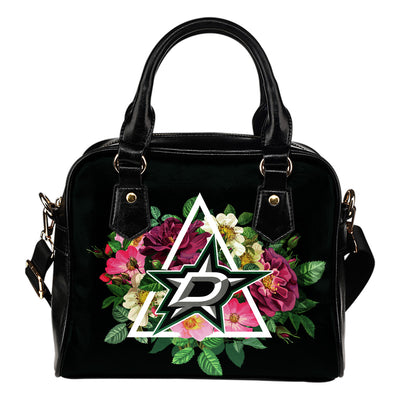 Floral Rose Valentine Logo Dallas Stars Shoulder Handbags