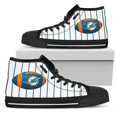 Straight Line With Deep Circle Miami Dolphins High Top Shoes