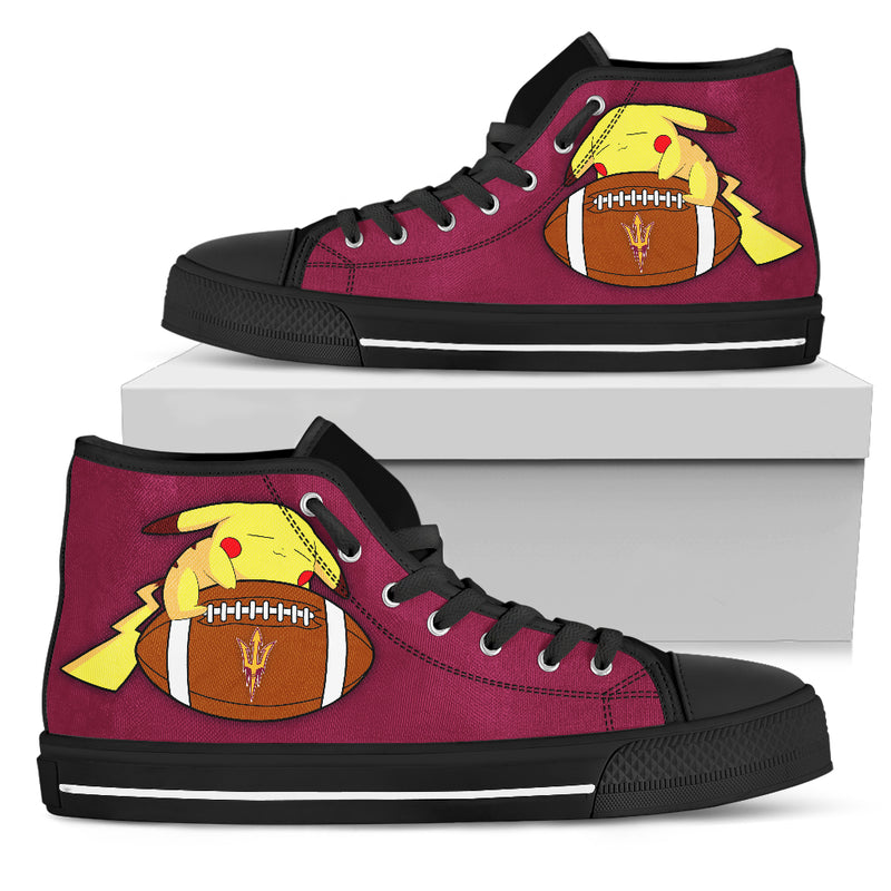 Pikachu Laying On Ball Arizona State Sun Devils High Top Shoes