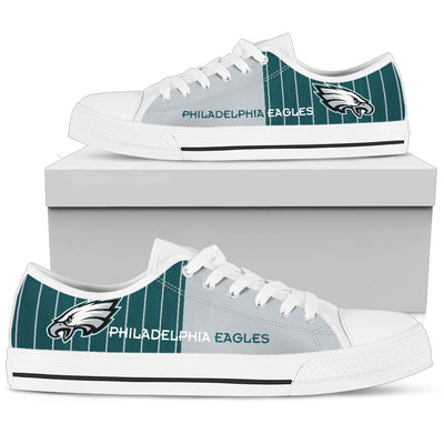 Cool Simple Design Vertical Stripes Philadelphia Eagles Low Top Shoes