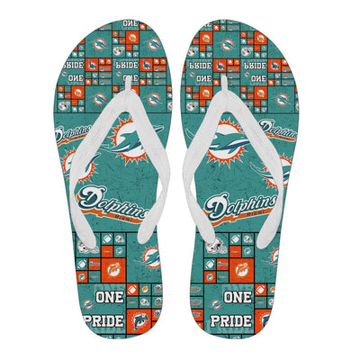 Colorful Pride Flag Miami Dolphins Flip Flops