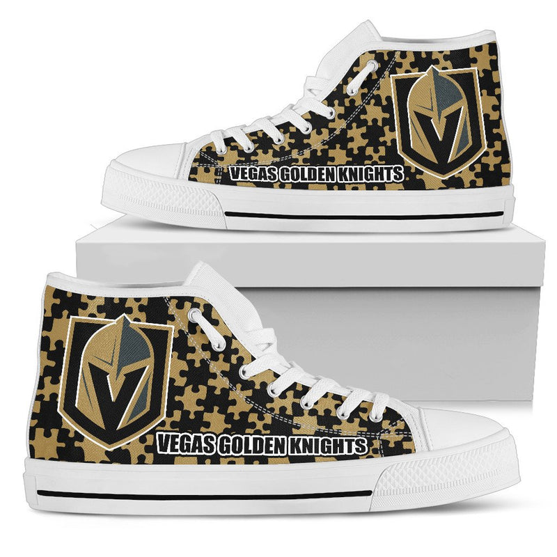 Puzzle Logo With Vegas Golden Knights High Top Shoes