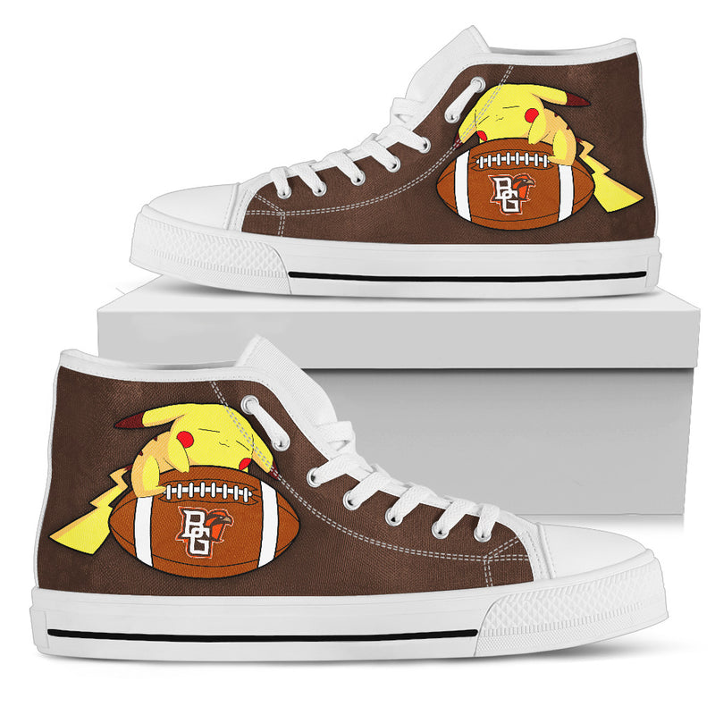 Pikachu Laying On Ball Bowling Green Falcons High Top Shoes