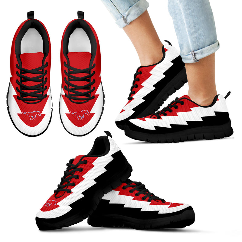 Super Beautiful SMU Mustangs Sneakers Jagged Saws Creative Draw